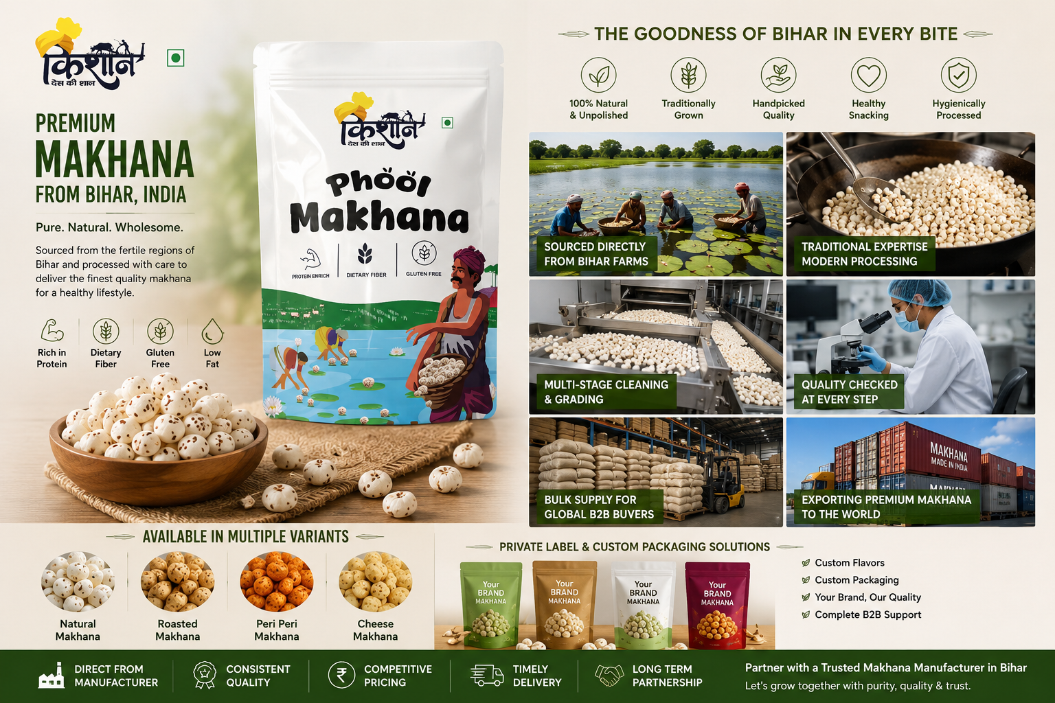 Makhana Manufacturer in Bihar: Premium Bulk Fox Nuts for Global B2B Buyers