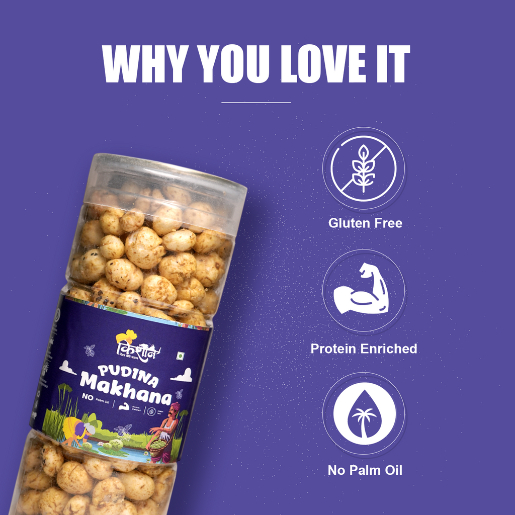 Pudina Makhana 100g | Mint Roasted Fox Nuts – Kishaan