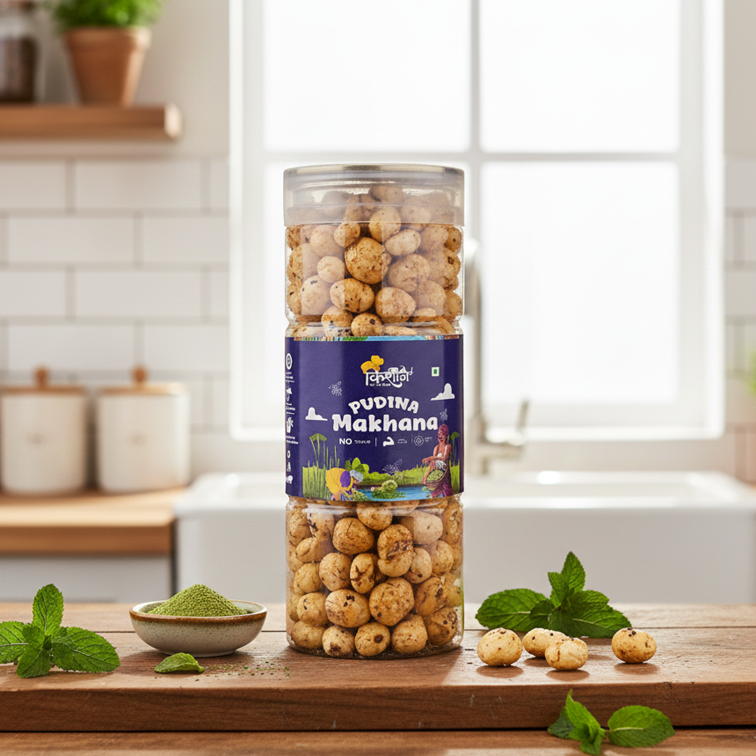 Pudina Makhana 100g | Mint Roasted Fox Nuts – Kishaan
