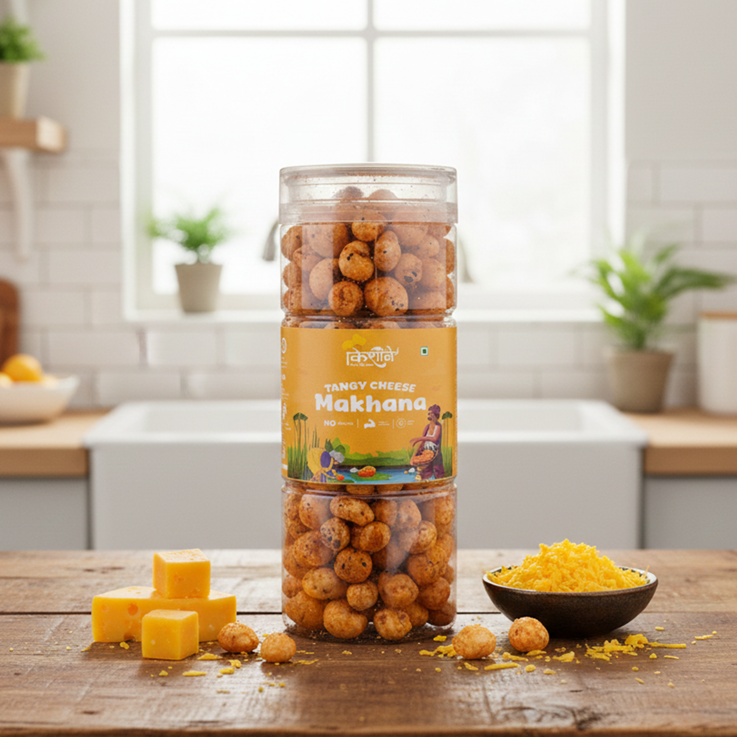 Tangy Cheese Makhana 100g | Cheesy Fox Nut Snack – Kishaan