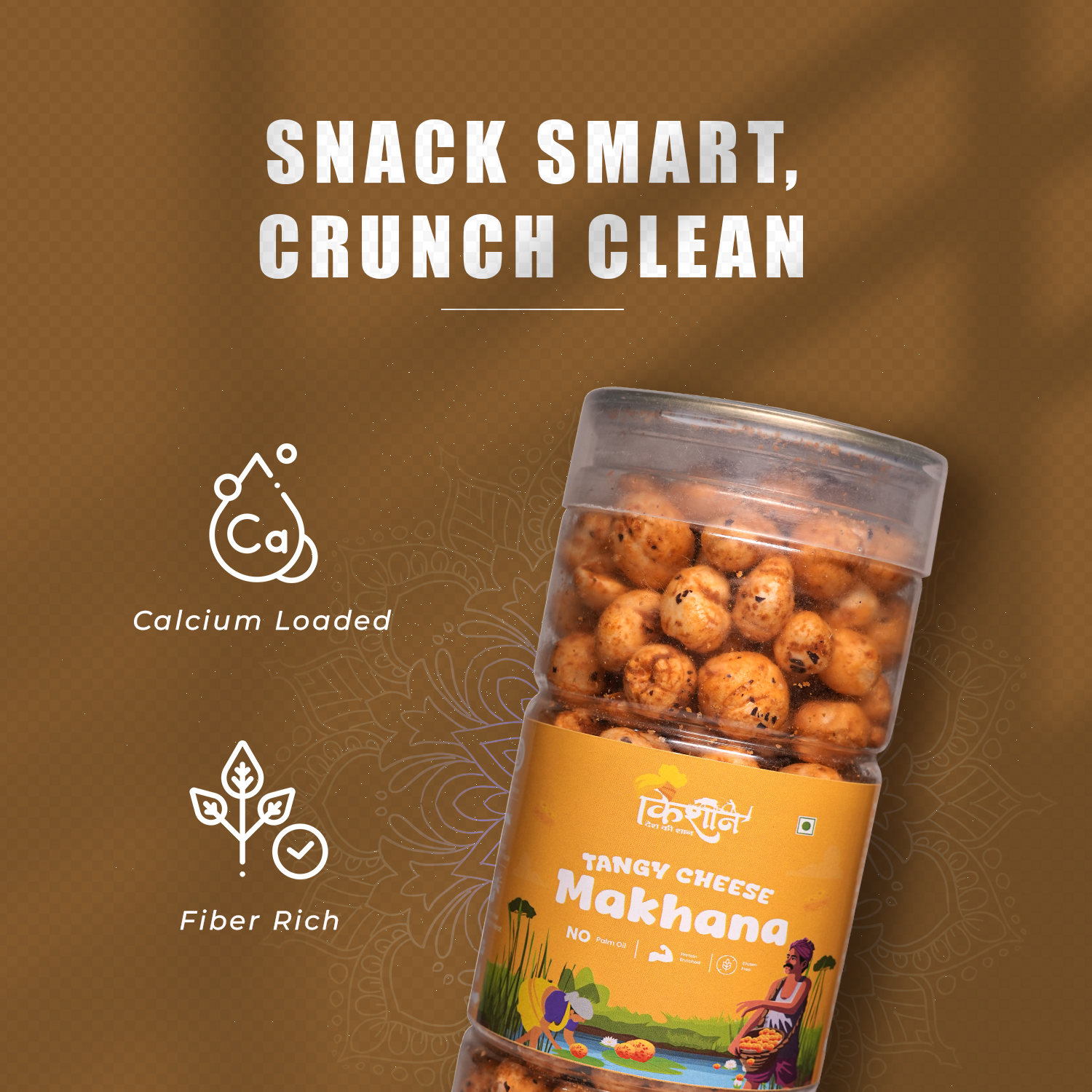 Tangy Cheese Makhana 100g | Cheesy Fox Nut Snack – Kishaan