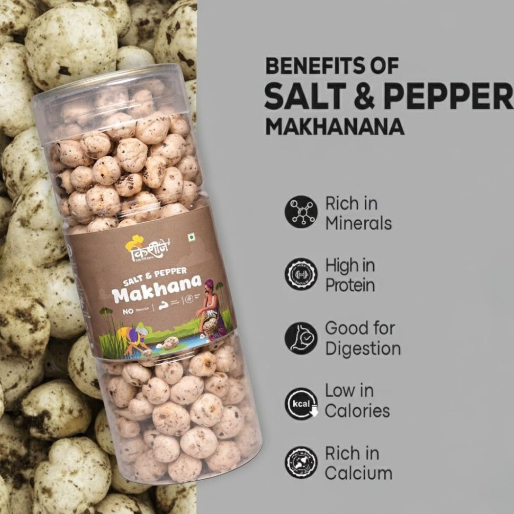 Salt & Pepper Makhana 100g | Classic Roasted Fox Nuts – Kishaan